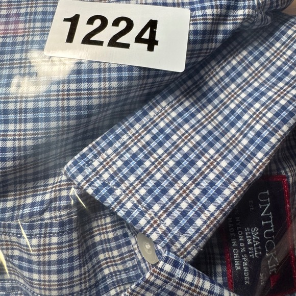 UNTUCKit Varick Plaid Slim Fit Button Down Shirt Mens Small‎ Blue Nylon Spandex - Picture 12 of 12